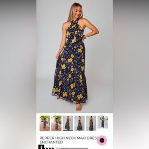 Pepper high neck maxi dress in enchanted print